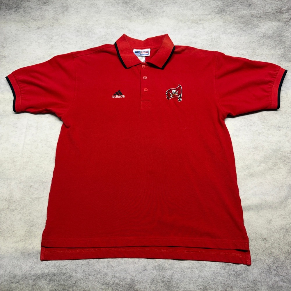 Vintage Adidas NFL Pro Line Tampa Bay Buccaneers Polo Shirt Red Mens Small 90s